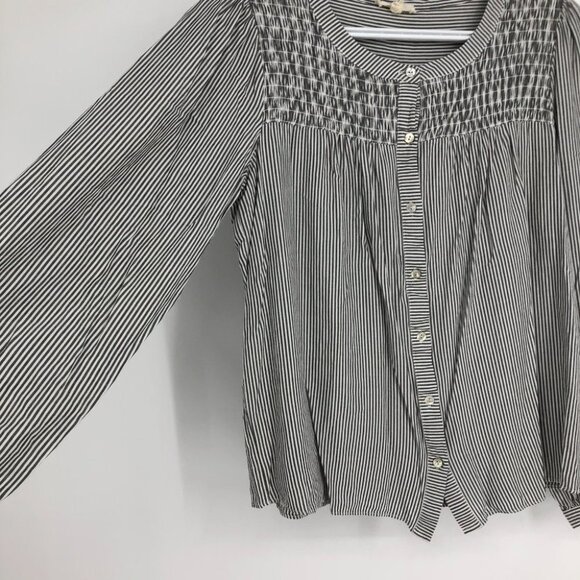Jane and Delancey button down rayon striped long sleeve round neck top size S - Picture 7 of 11